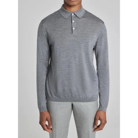 Jack Victor Redfern Wool, Silk and Cashmere Long Sleeve Polo Size Large 2202 - Picture 1 of 9
